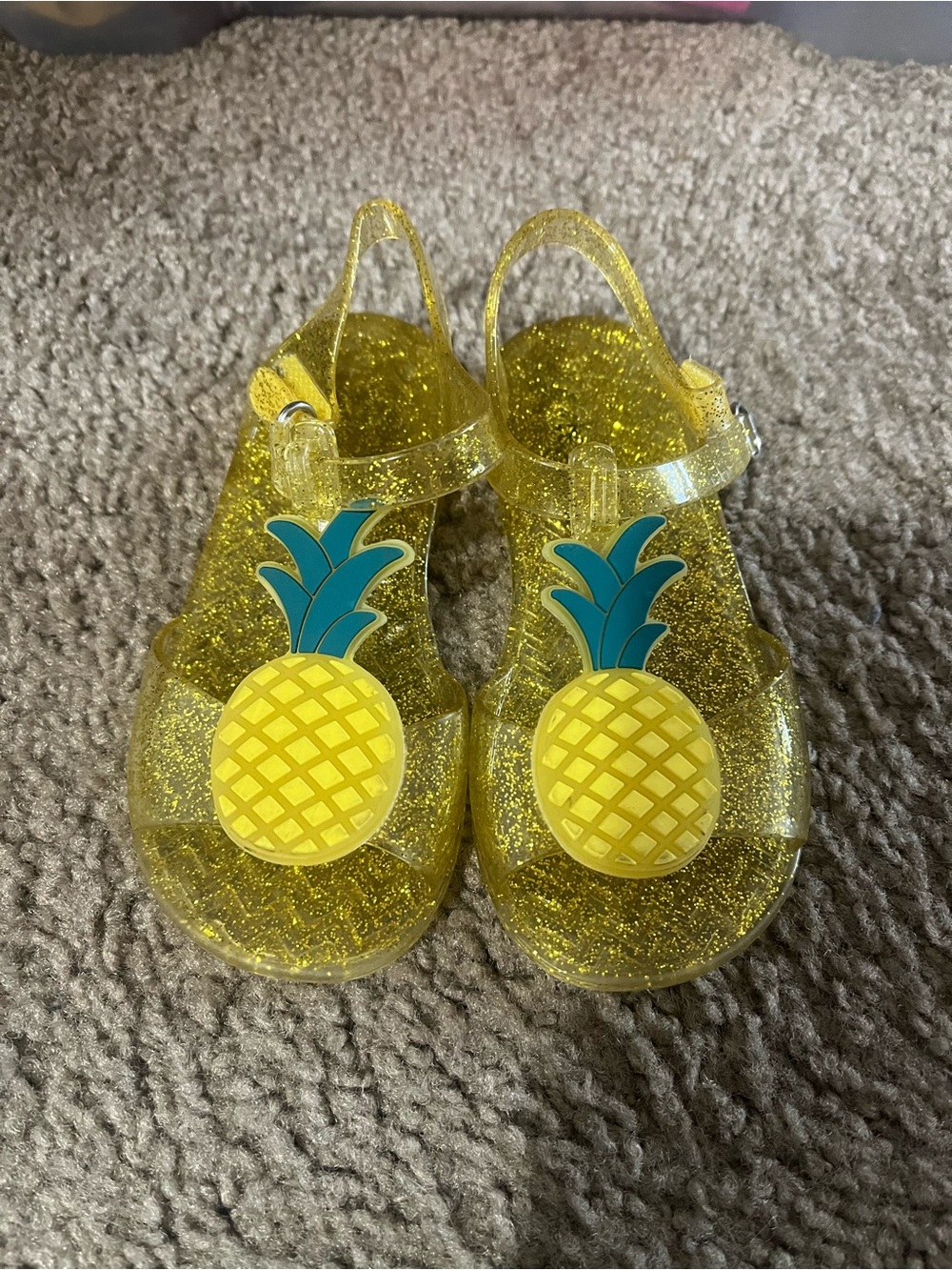 Old Navy Glitter Pineapple Jelly Sandals - Yellow - Toddler Size 8